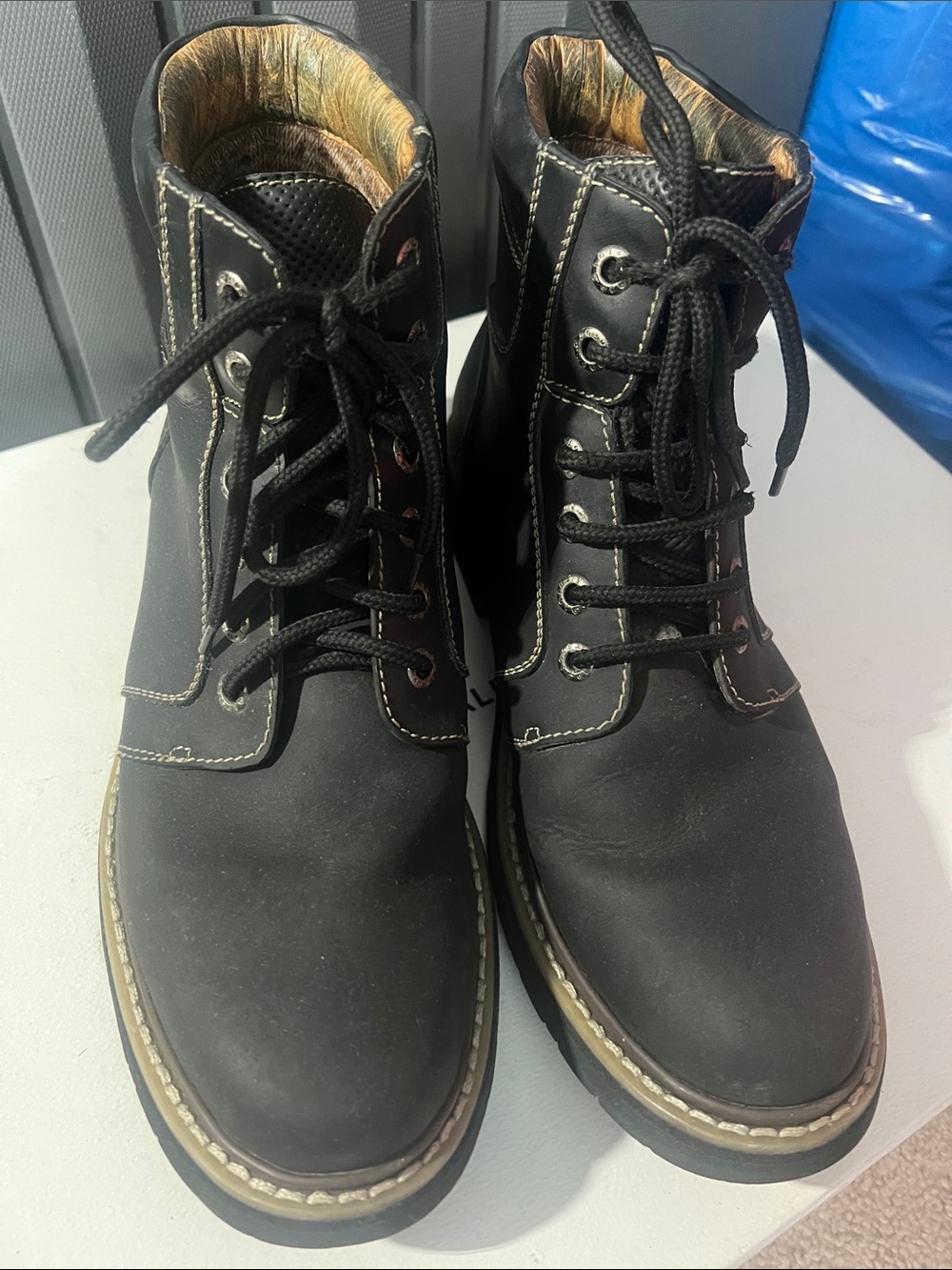 Unlisted Black Lace-Up Casual Work Boots